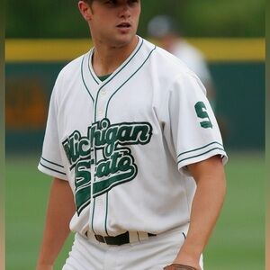 White and Green Michigan State Jersey SZ XLrg